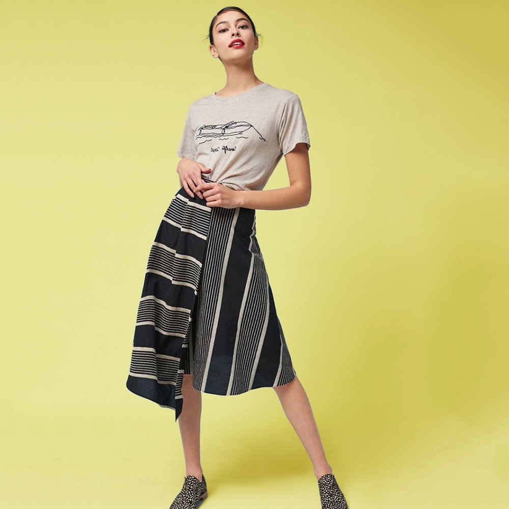 Eva Franco Anthropologie Aline stripe black skirt